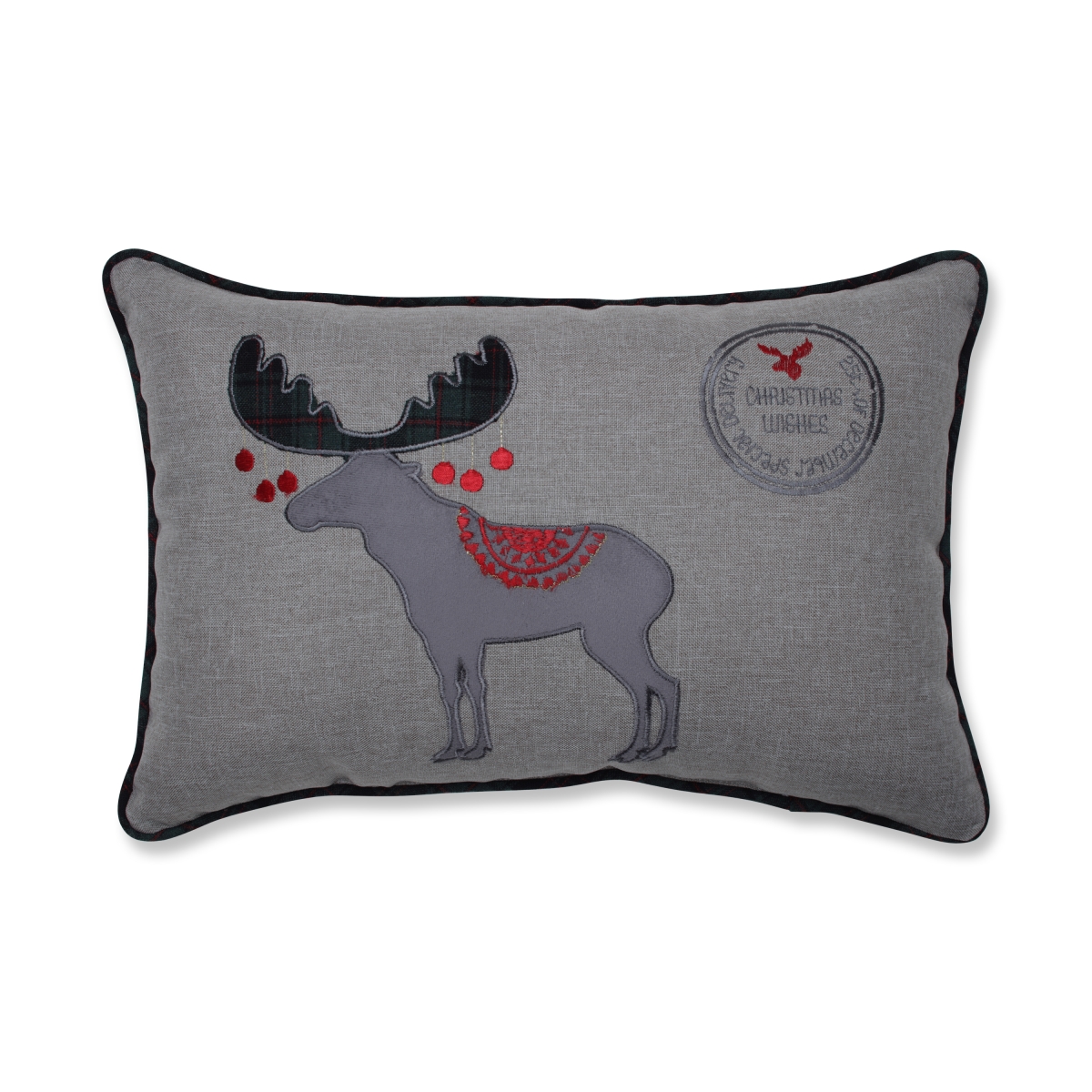Picture of Pillow Perfect 630069 Christmas Wishes Moose Lumbar Pillow - Gray