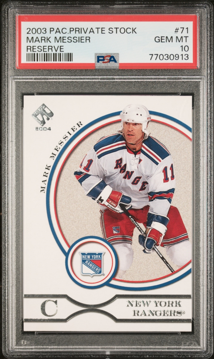 Picture of Powers Sports Memorabilia 114183622 Mark Messier 2003 PAC Private Stock Reserve Hockey Card - No.71 Graded PSA 10
