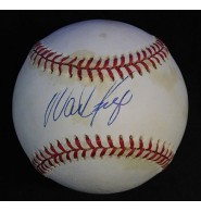 61667 Signed Boggs Wade American League Baseball in Blue ink on The Sweet Spot Autographed Photo