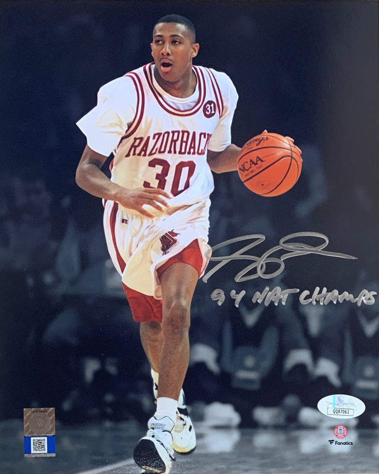 Picture of Powers Sports Memorabilia 114179427 Scotty Thurman Autographed Arkansas 1994 Signed Basketball 16 x 20 Photo JSA COA