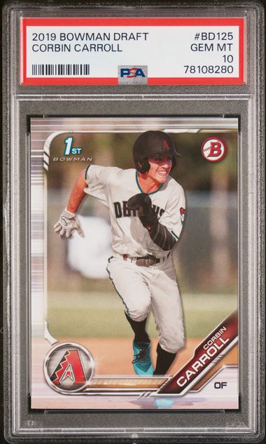 Picture of Powers Sports Memorabilia 114184068 Corbin Carroll 2019 Bowman Draft Baseball Rookie Card - No.BD125 Graded PSA 10