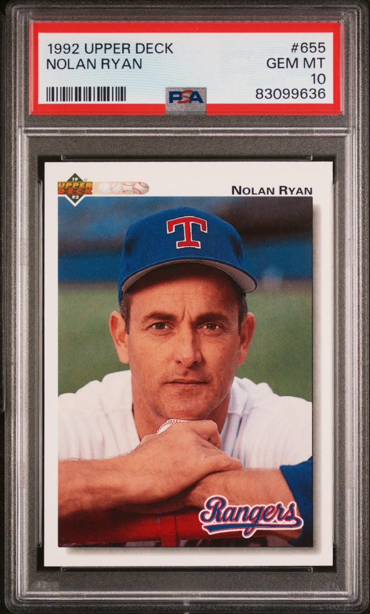 Picture of Powers Sports Memorabilia 114184235 Nolan Ryan 1992 Upper Deck Baseball Card - No.655 Graded PSA 10
