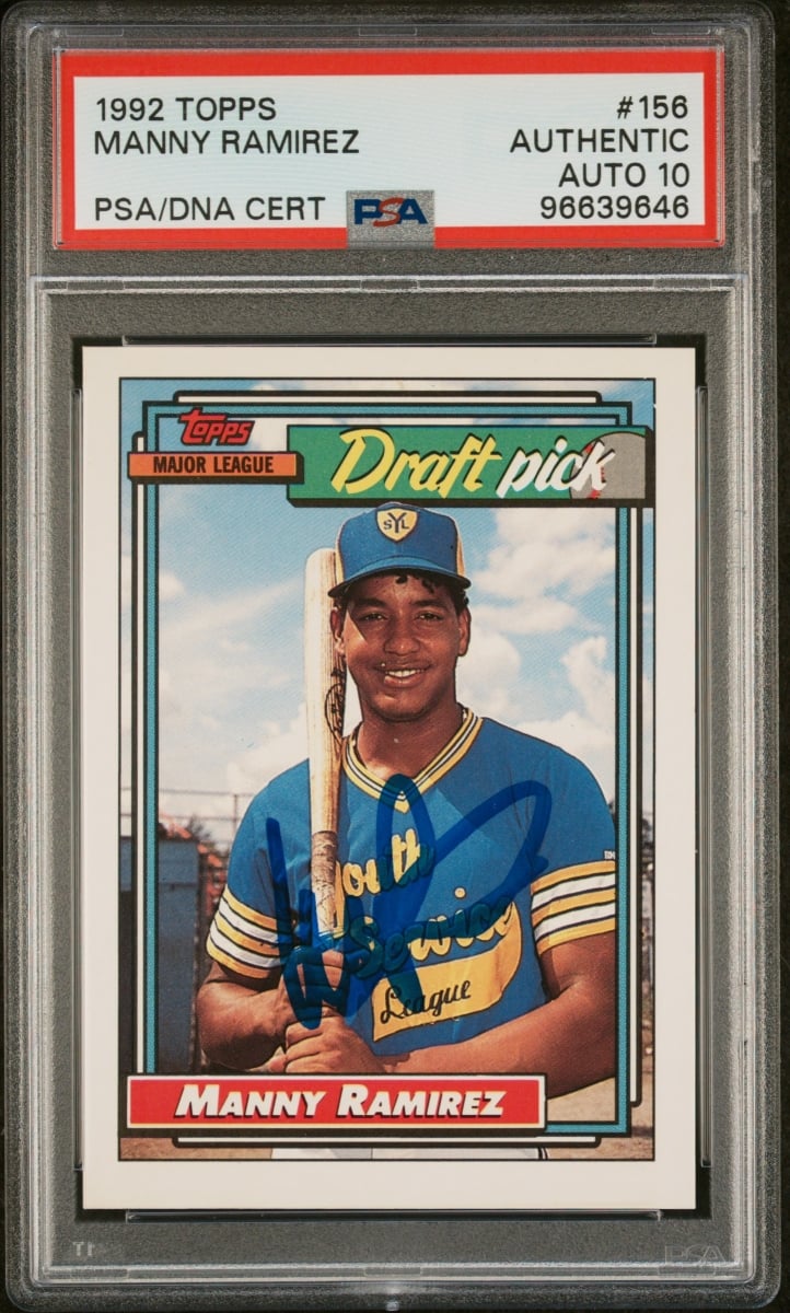 Picture of Powers Sports Memorabilia 114185362 Manny Ramirez 1992 Topps Signed Baseball Rookie Card - No.156 Auto Graded PSA 10
