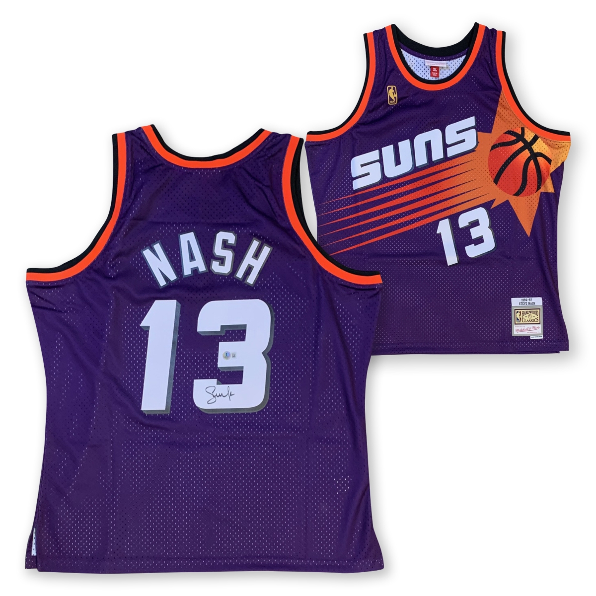 Picture of Powers Sports Memorabilia 114185149 Steve Nash Autographed Phoenix Suns Mitchell & Ness Swingman Signed Basketball Jersey Beckett COA Purple