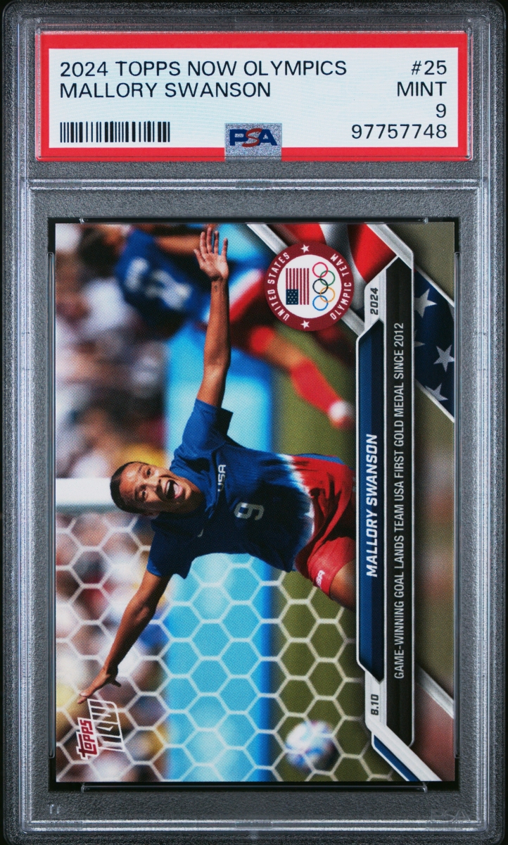 Picture of Powers Sports Memorabilia 114185354 Mallory Swanson 2024 Topps Now Olympics USA Gold Medal Soccer Card - No.25 Graded PSA 9