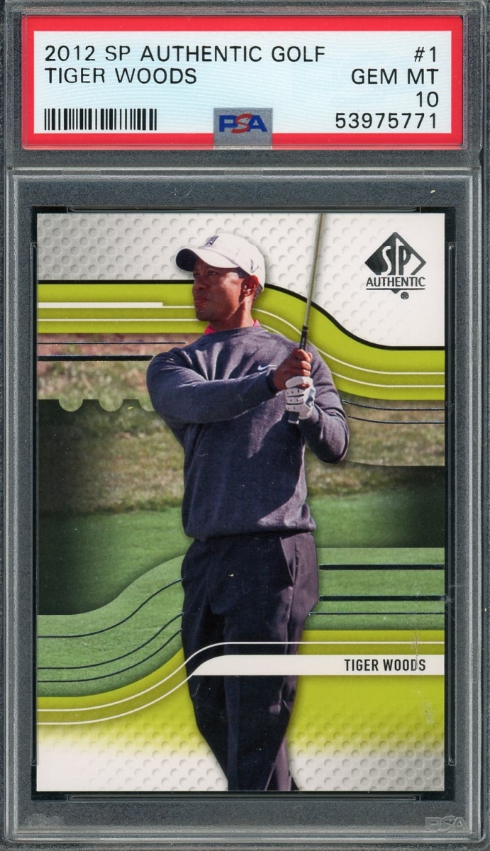 Picture of Powers Sports Memorabilia 114183871 Tiger Woods 2012 Upper Deck SP Authentic Golf Card - No.1 Graded PSA 10