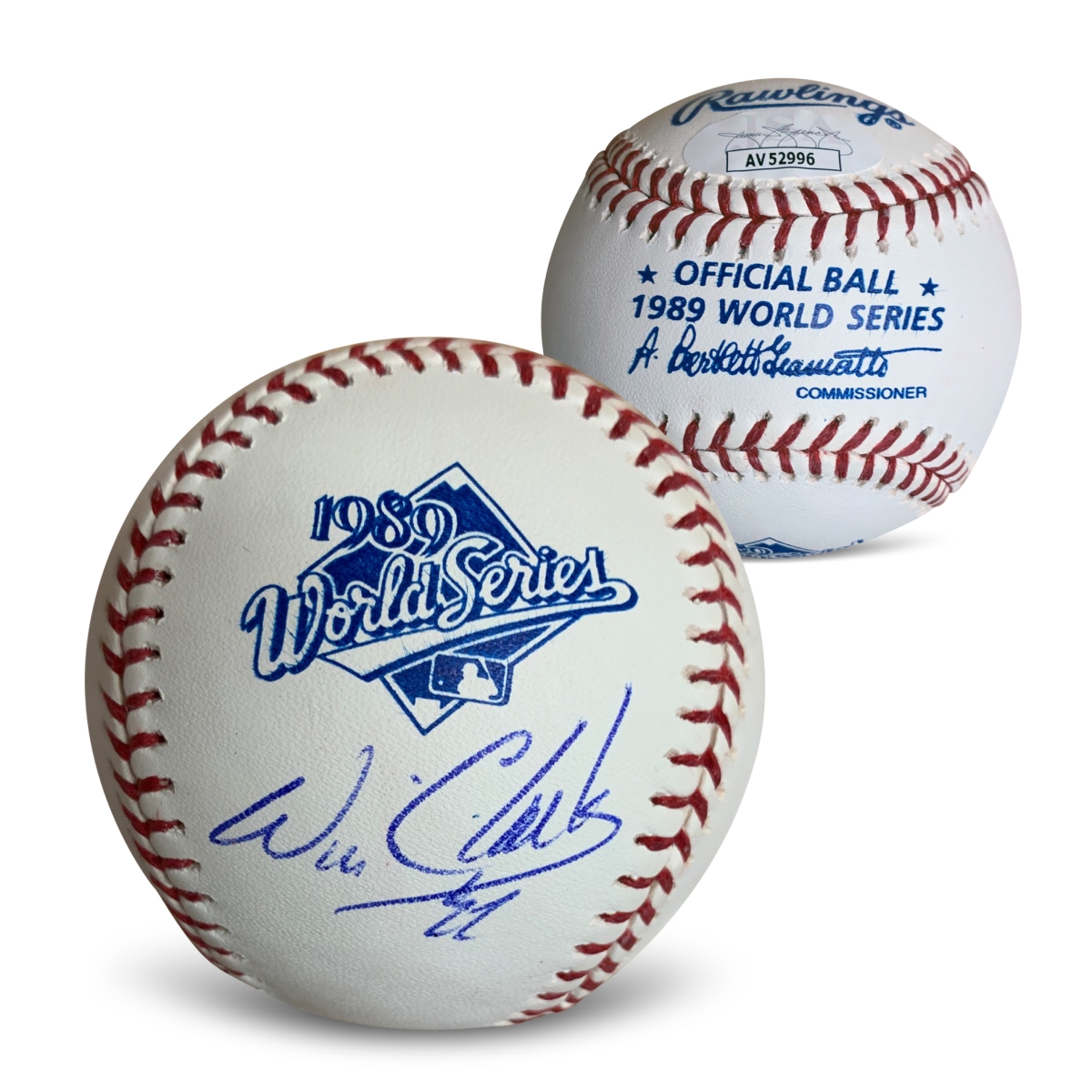 Picture of Powers Sports Memorabilia 114185208 Will Clark Autographed 1989 World Series Signed Baseball JSA COA with UV Display Case