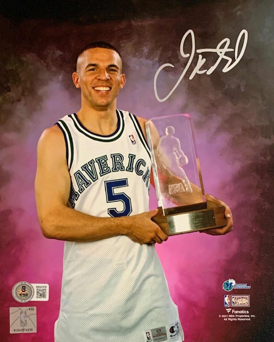 Picture of Powers Sports Memorabilia 114185251 Jason Kidd Autographed Dallas Mavericks Rookie of The Year Signed Basketball 8 x 10 Photo Beckett COA