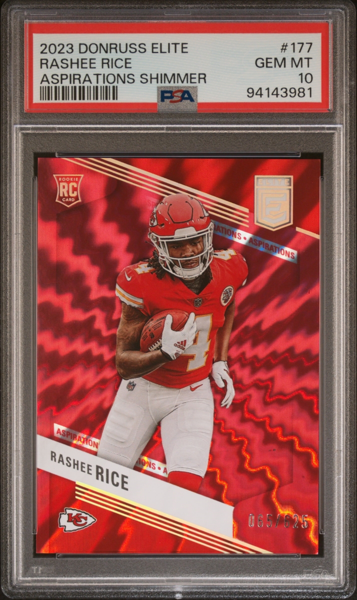 Picture of Powers Sports Memorabilia 114185331 Rashee Rice 2023 Donruss Elite Red Shimmer Football Rookie Card - No.177 Graded PSA 10 65-625