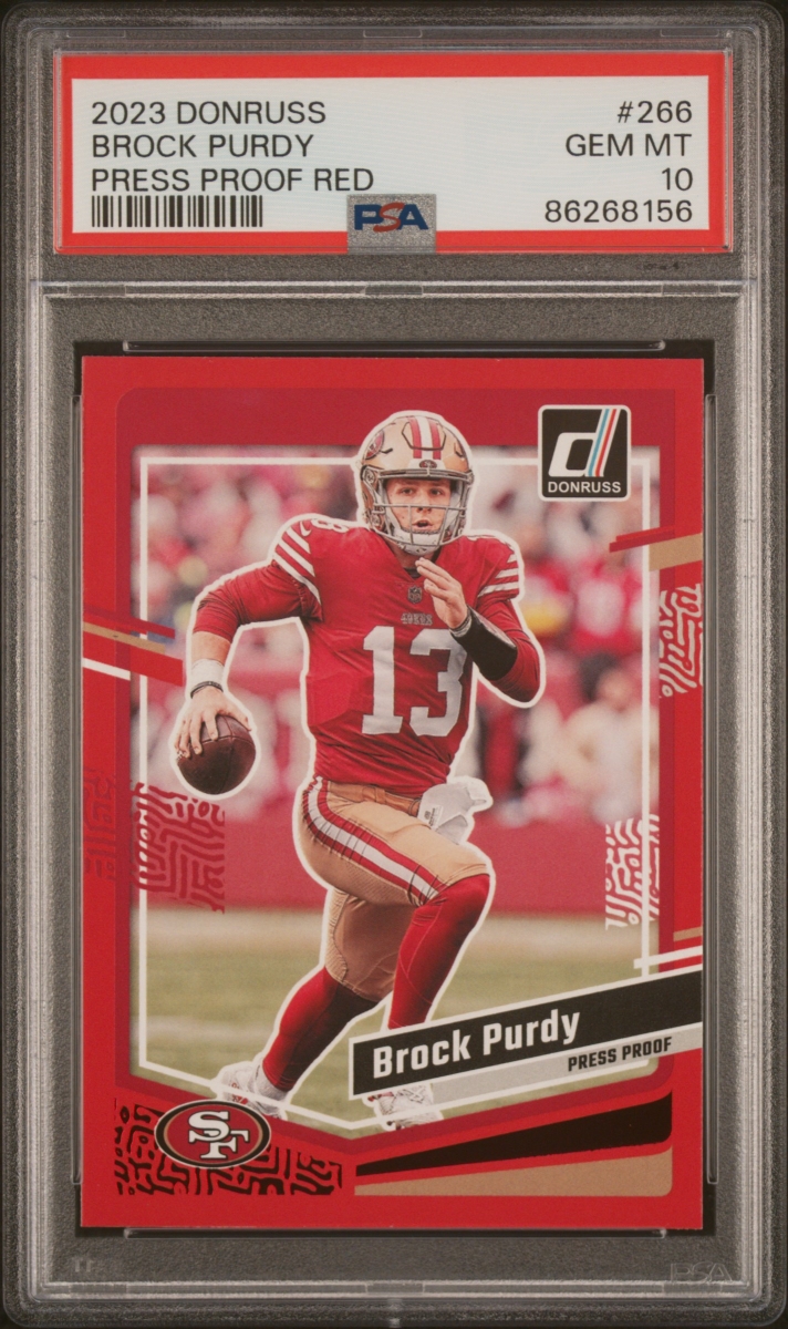 Picture of Powers Sports Memorabilia 114185101 Brock Pudy 2023 Panini Donruss Press Proof Red Football Card - No.266 Graded PSA 10