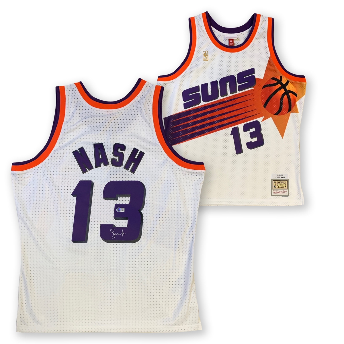 Picture of Powers Sports Memorabilia 114185148 Steve Nash Autographed Phoenix Suns Mitchell & Ness Swingman Signed Basketball Jersey Beckett COA White