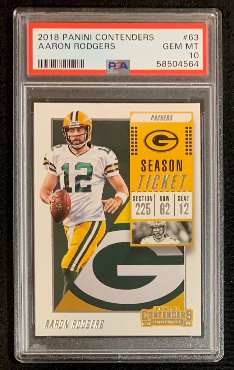 Picture of Powers Sports Memorabilia 114185248 Aaron Rodgers 2018 Panini Contenders Football Card - No.63 Graded PSA 10
