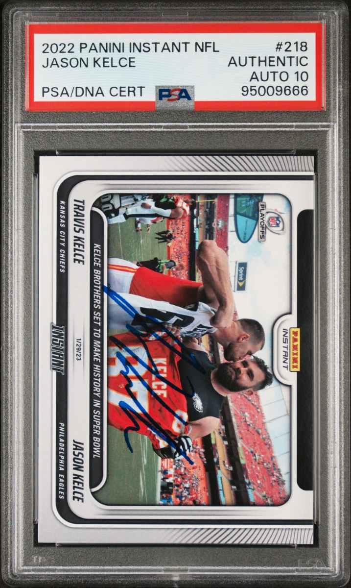 Picture of Powers Sports Memorabilia 114185303 Jason Kelce 2022 Panini Instant Signed Football Card - No.218 Auto PSA 10 95009666