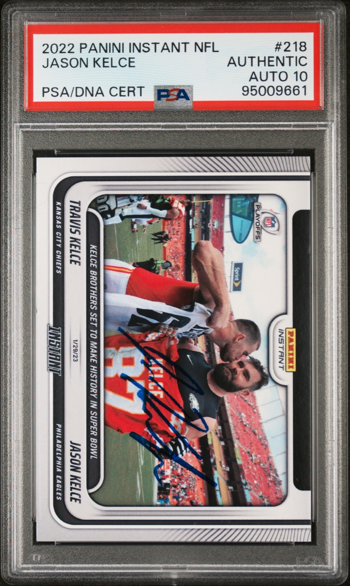 Picture of Powers Sports Memorabilia 114185298 Jason Kelce 2022 Panini Instant Signed Football Card - No.218 Auto PSA 10 95009661