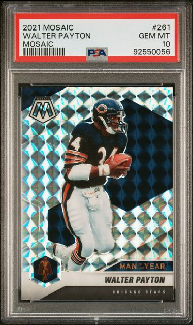 Picture of Powers Sports Memorabilia 114185262 Walter Payton 2021 Panini Mosaic Football Card - No.261 Graded PSA 10