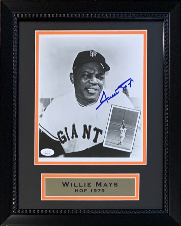 Picture of Powers Sports Memorabilia 114185269 Willie Mays Autographed San Francisco Giants The Catch Signed Baseball 8 x 10 Framed Photo JSA COA