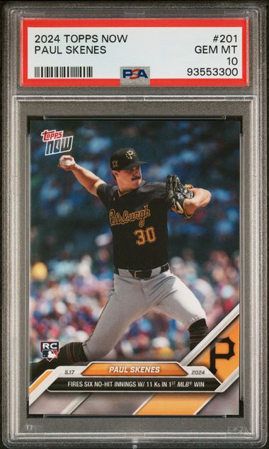 Picture of Powers Collectibles 114185243 No 201 Graded PSA 10 Paul Skenes 2024 Topps Now 1st Win Baseball Rookie Card