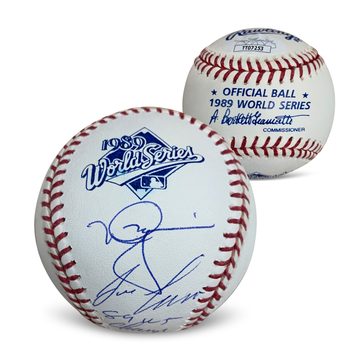 114184979 Mark McGwire & Jose Canseco Autographed 1989 World Series Signed Baseball JSA COA with UV Display Case