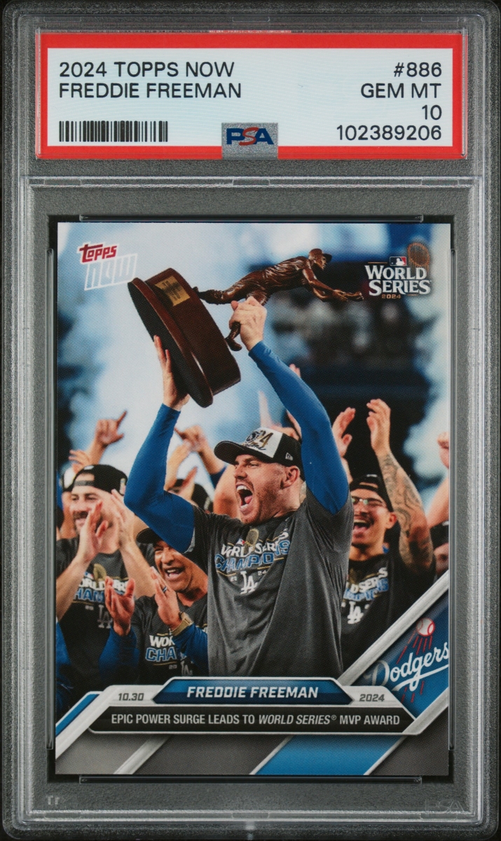 Picture of Powers Collectibles 114185535 Freddie Freeman 2024 Topps Now World Series MVP Baseball Card - No.886 Graded PSA 10