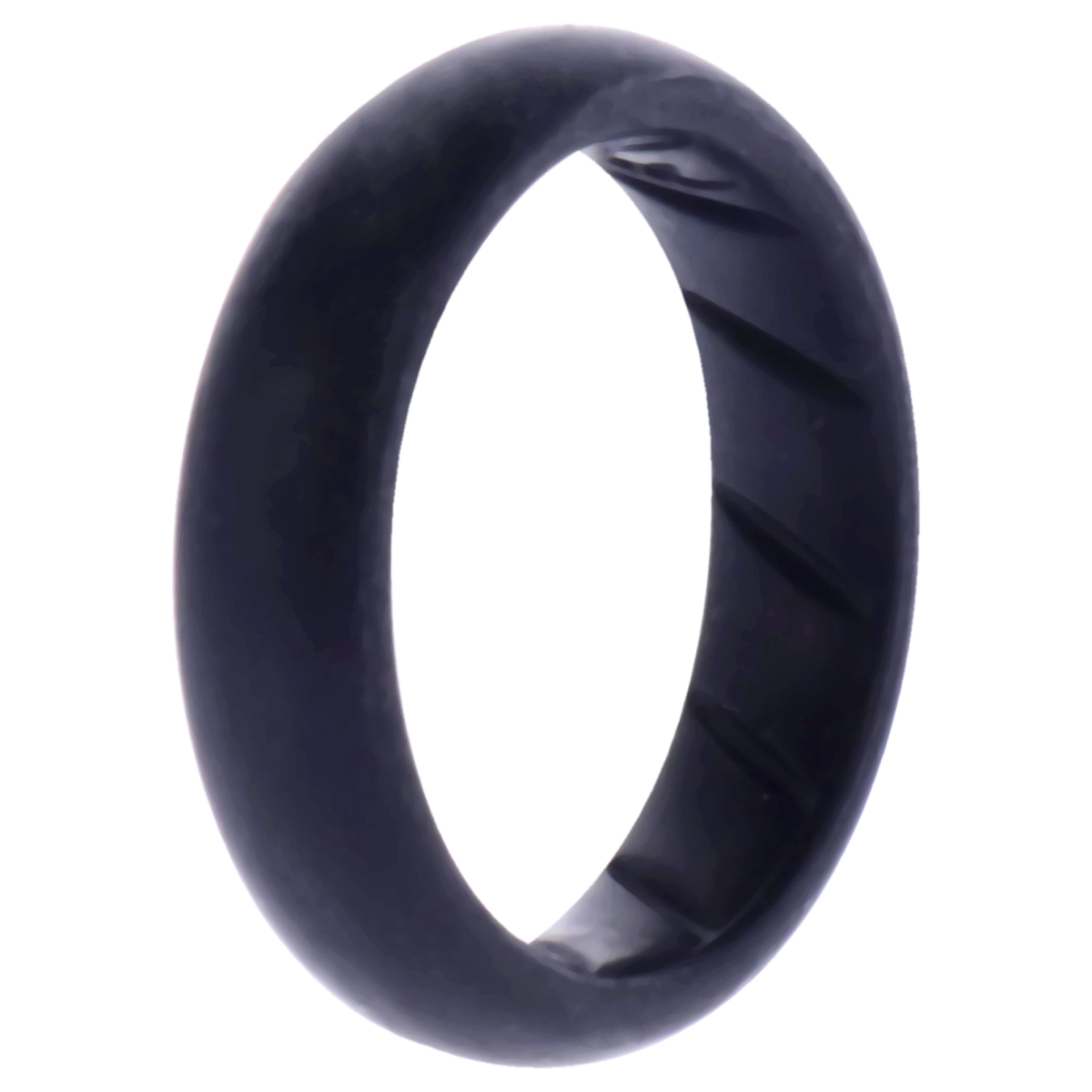 I0135054 7 mm Dome Solid BR Comfort Fit Silicone Wedding Ring for Women - Basic-Black