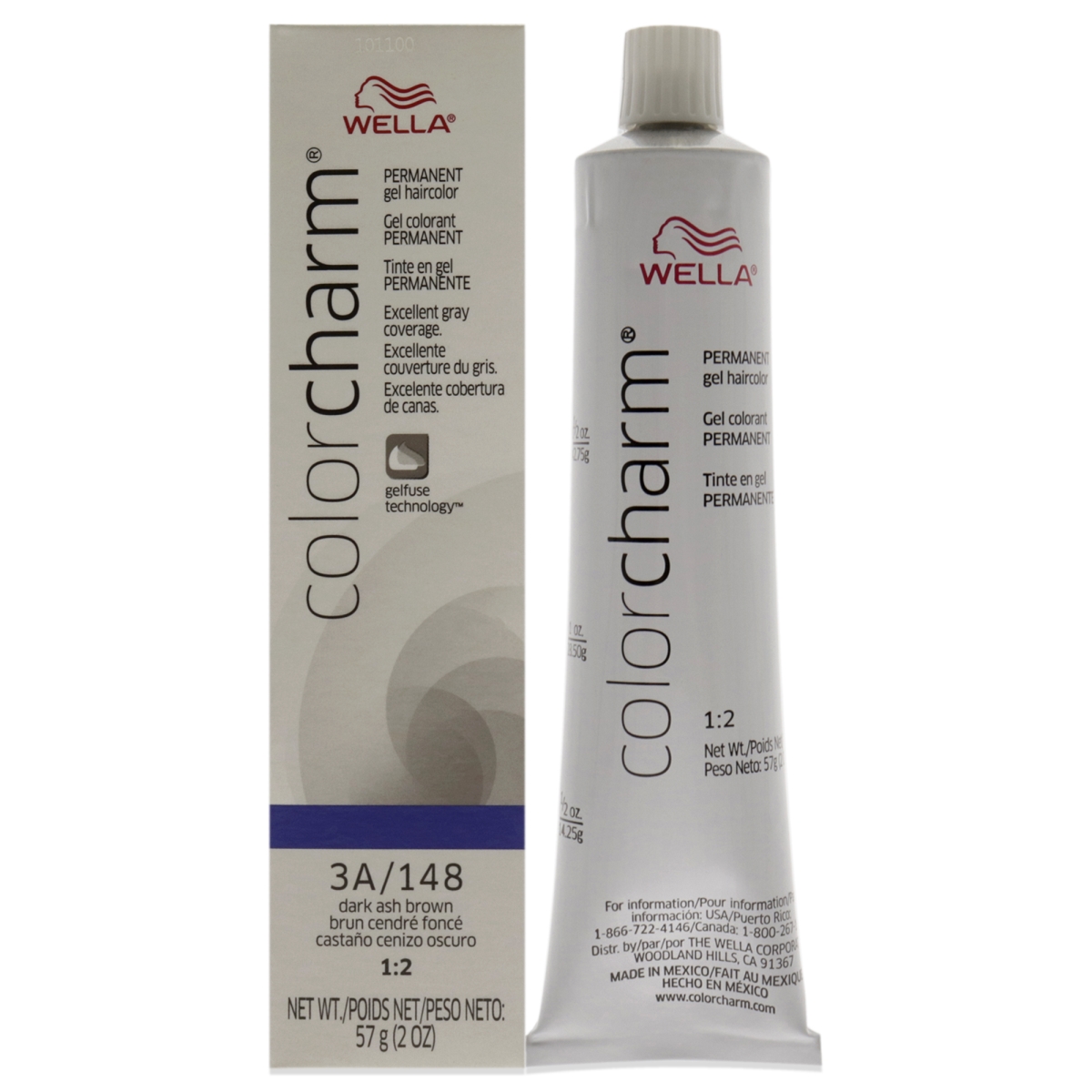 I0129889 2 oz Color Charm Permanent Hair Color Gel  148 3A Dark Ash Brown