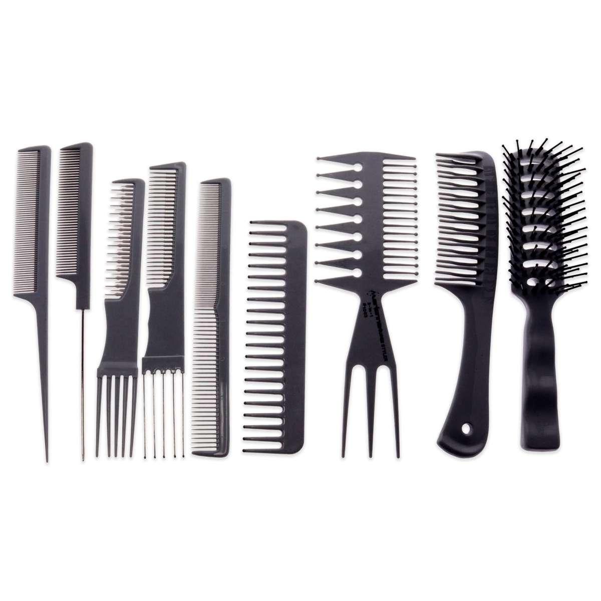 I0124663 Professional Plastic Comb & Brush Set - 9 Piece