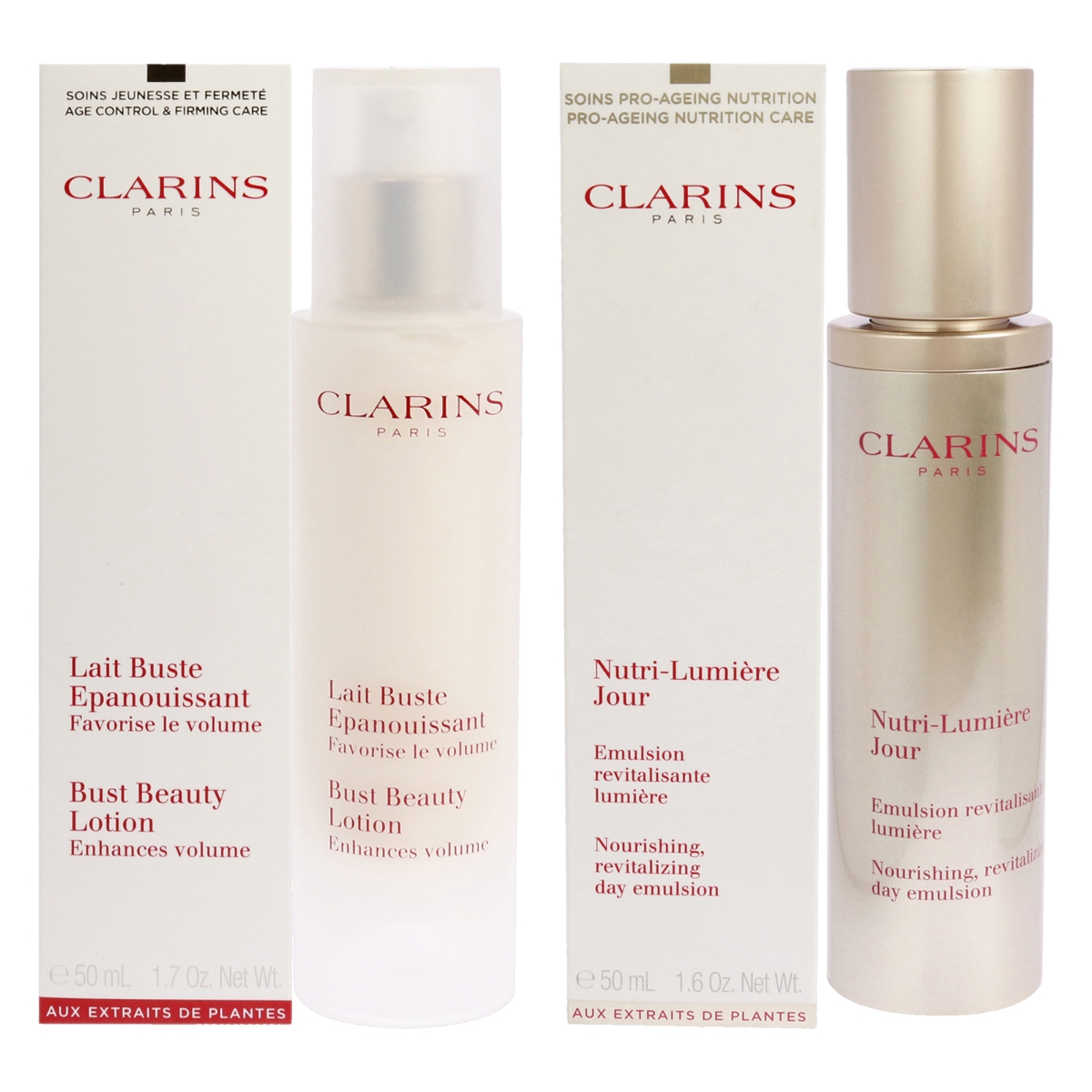 Picture of Clarins K0004982 Bust Beauty Lotion & Nutri-Lumiere Day Emulsion Kit - 2 Piece