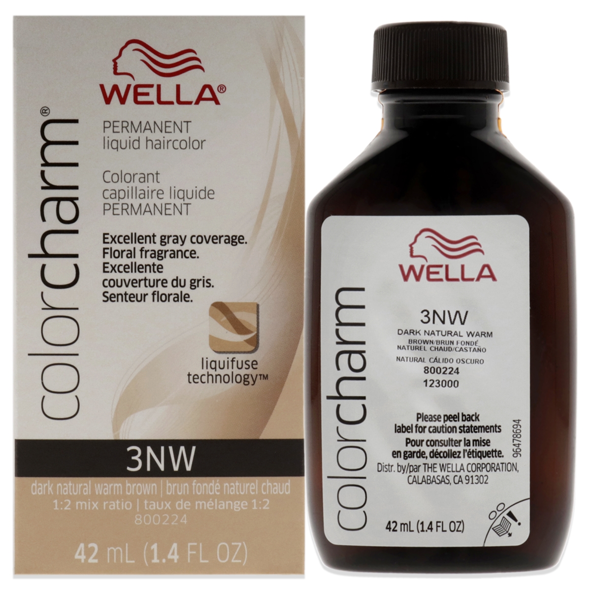 I0129877 1.42 oz Color Charm Permanent Liquid Hair Color - 3NW Dark Natural Warm Brown