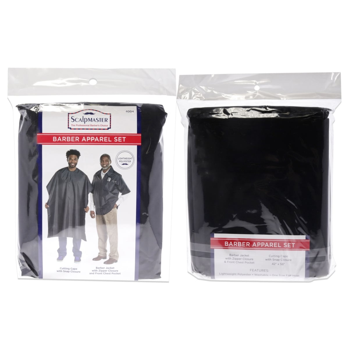 I0126379 Barber Jacket & Cutting Cap Set for Unisex - Black - 2 Piece
