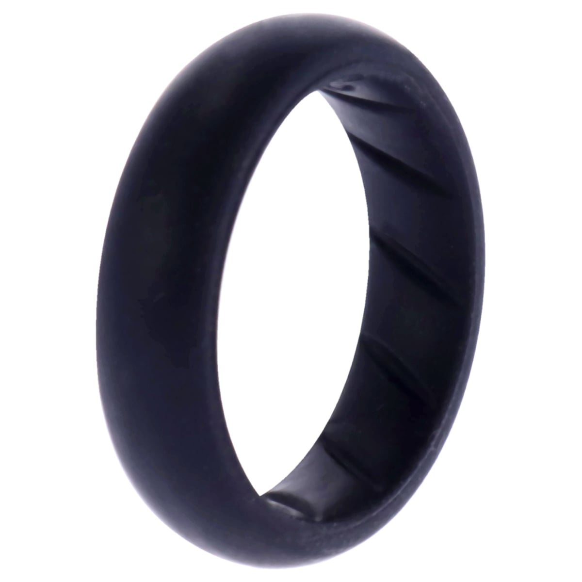 I0135058 6 mm Dome Solid BR Comfort Fit Silicone Wedding Ring for Women - Basic-Black