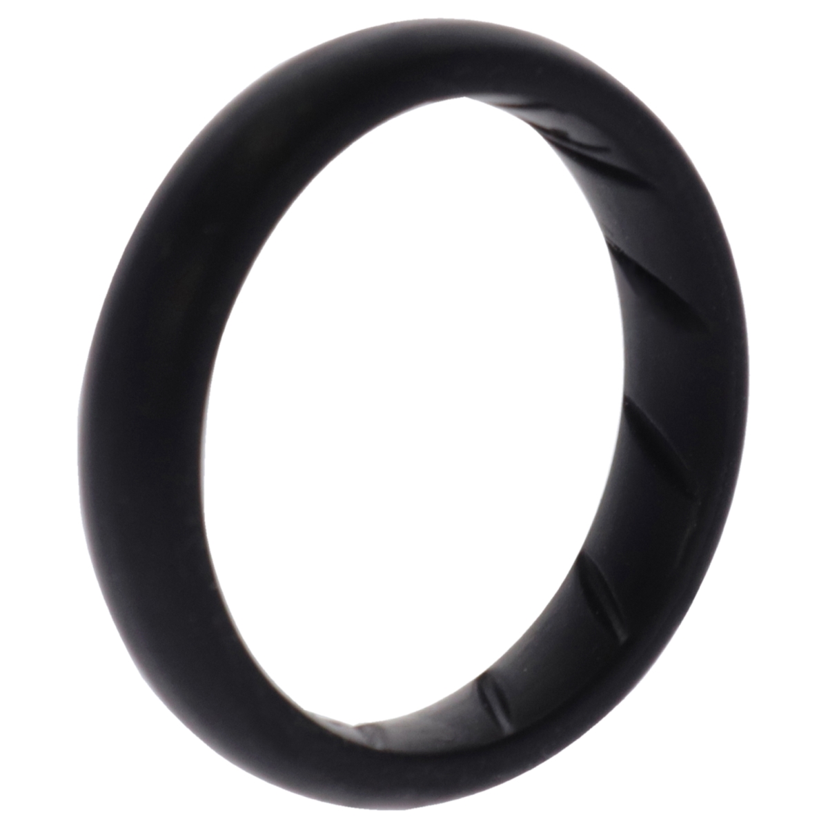 I0135053 11 mm Dome Solid BR Comfort Fit Silicone Wedding Ring for Women - Basic-Black