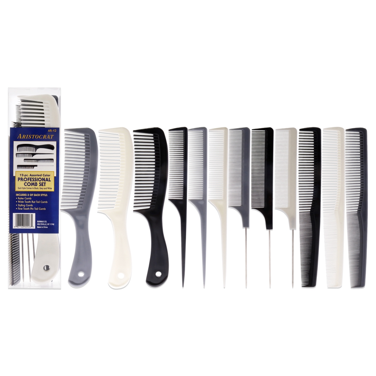 I0126352 Assorted Color Professional Comb Set - 12 Piece