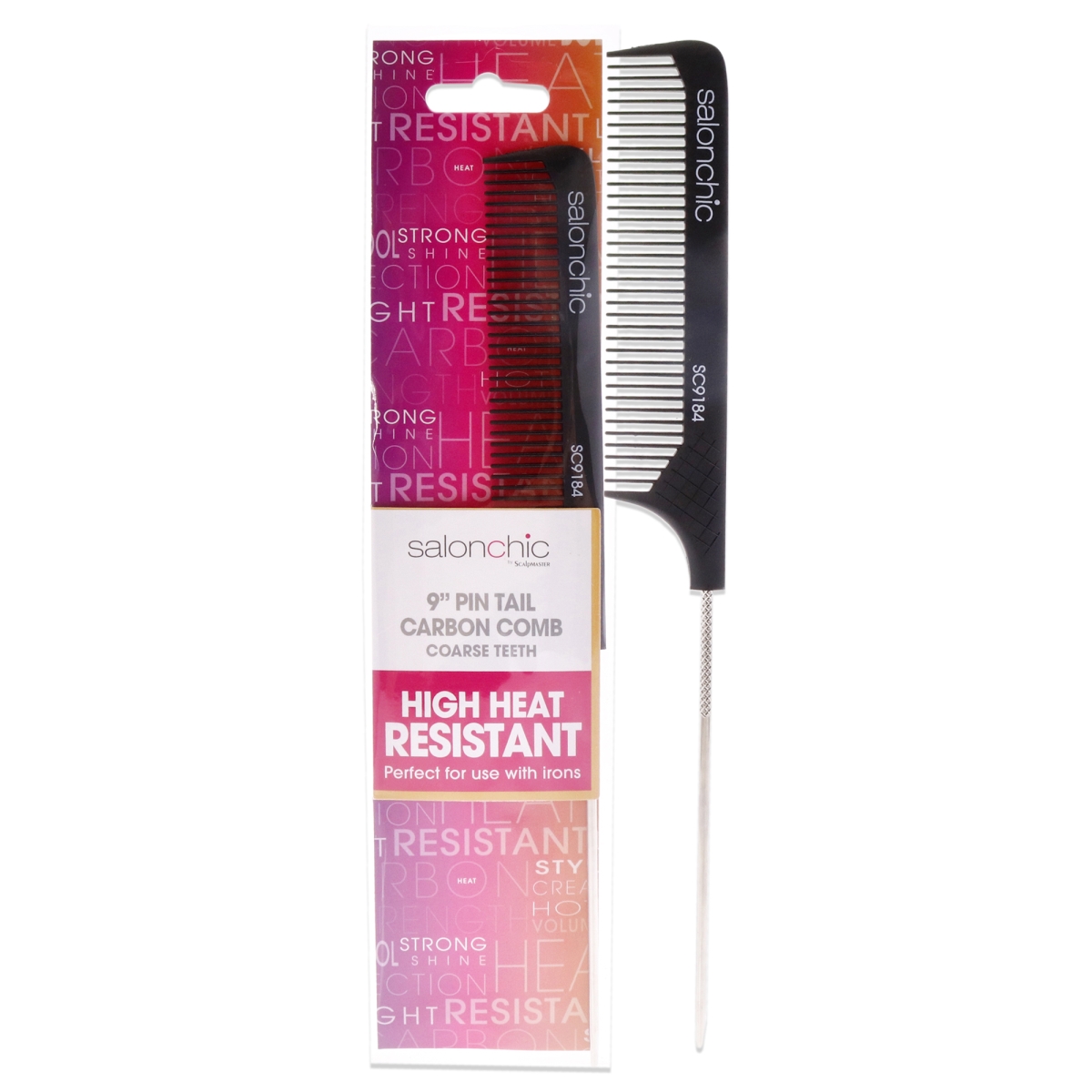 I0126369 Pin Tail Carbon High Heat Resistant 9 Comb - Coarse Teeth