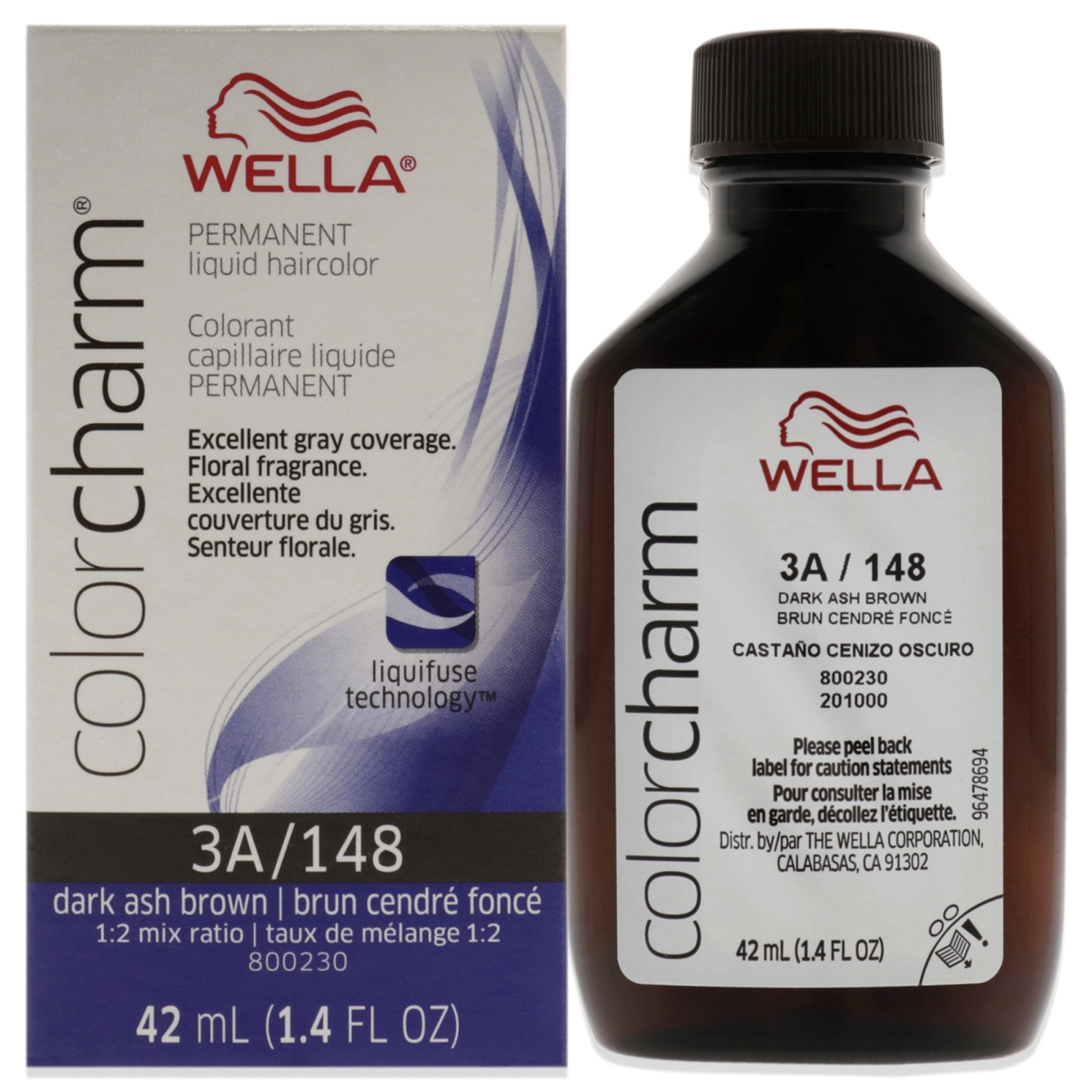 I0129842 142 oz Color Charm Permanent Liquid Hair Color  148 3A Dark Ash Brown