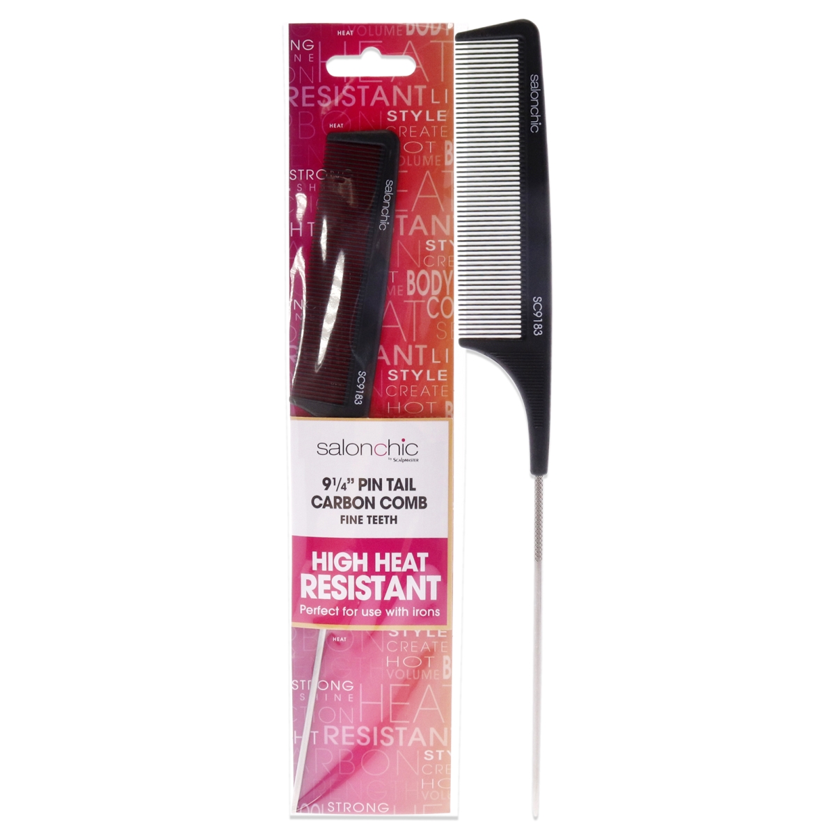 I0126368 Pin Tail Carbon High Heat Resistant 9.25 Comb - Fine Teeth