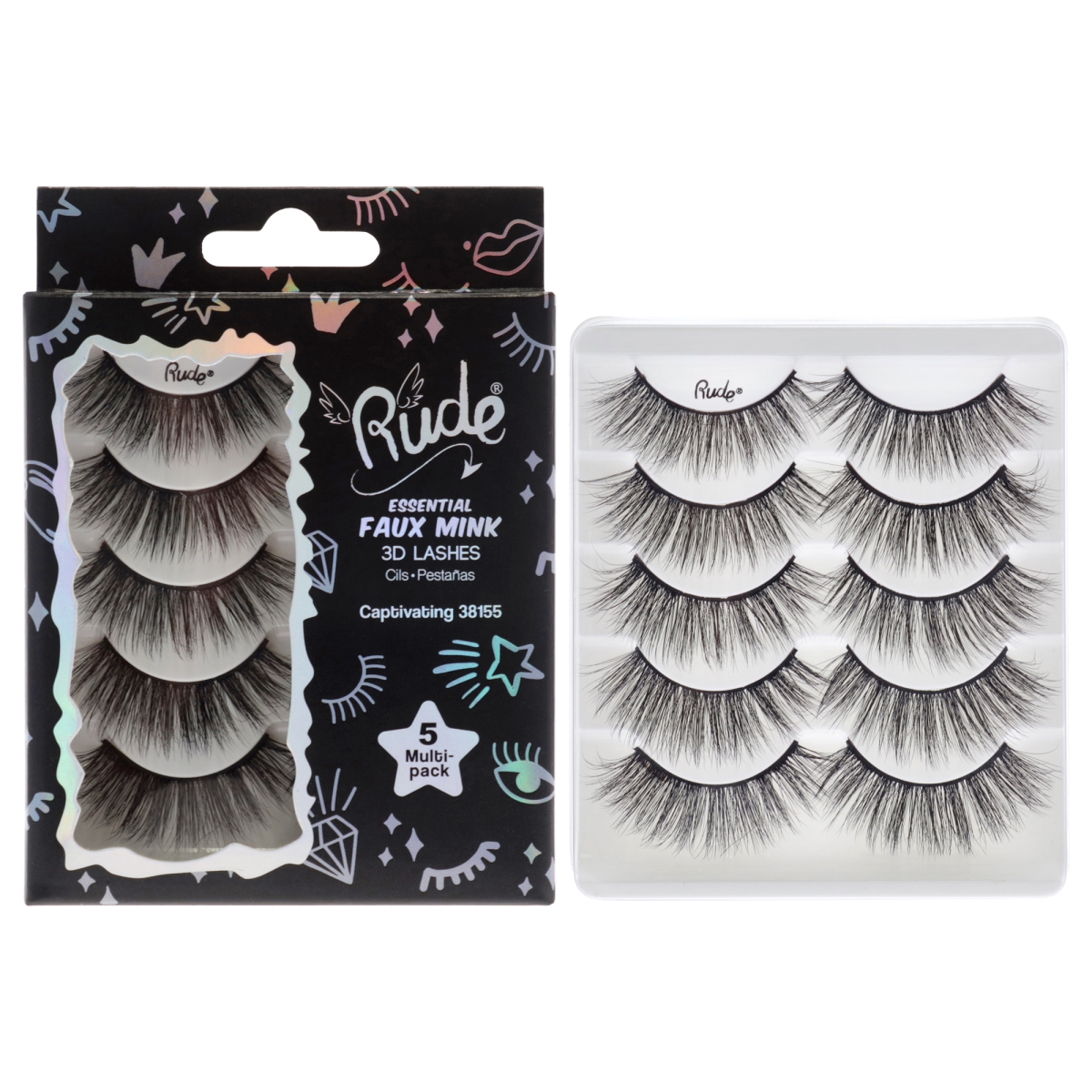 I0149469 Essential Faux Mink 3D Eyelashes - Captivating - 5 Pair
