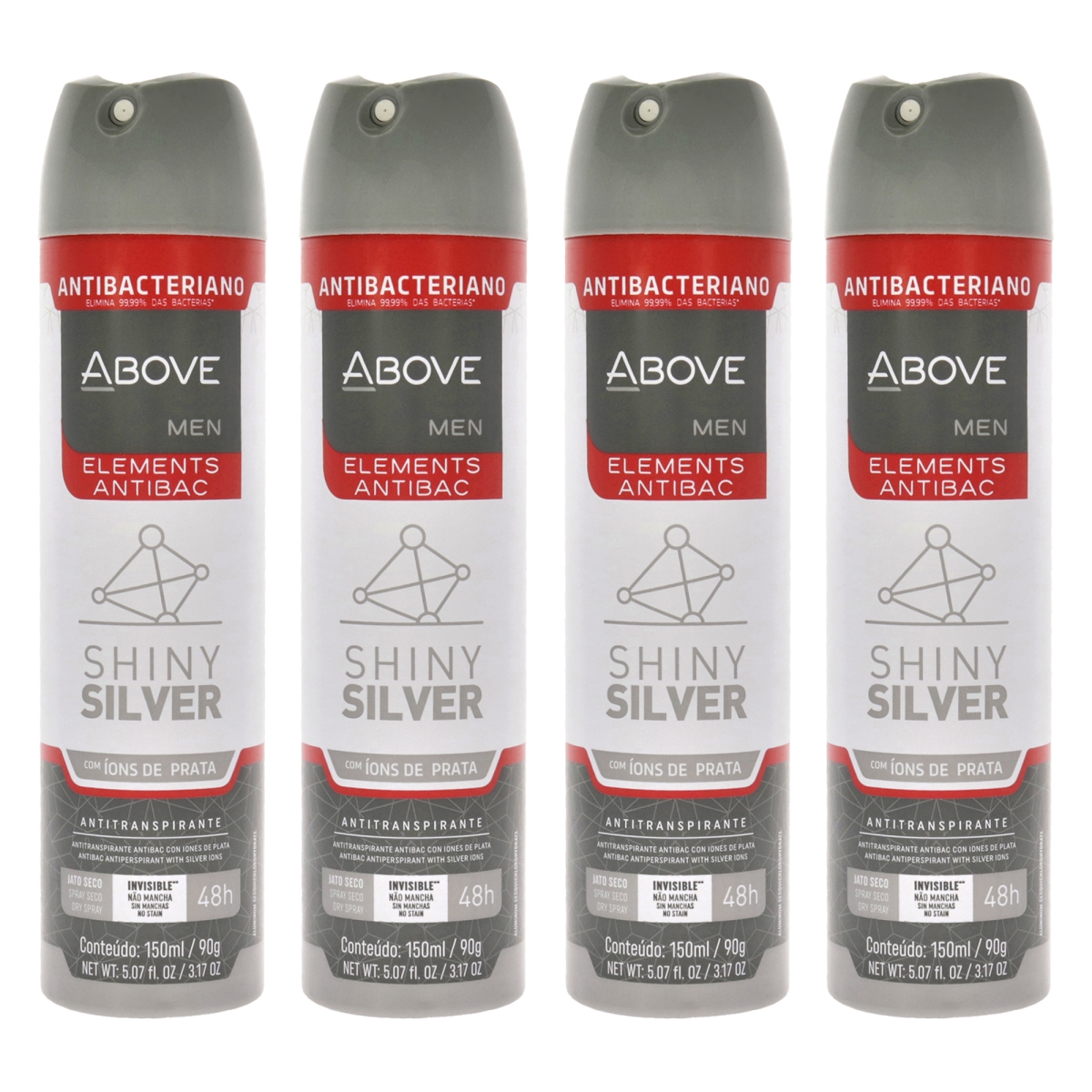 Picture of Above K0005575 3.17 oz 48 Hours Elements Antibac Antiperspirant Deodorant for Men - Shine Silver - Pack of 4