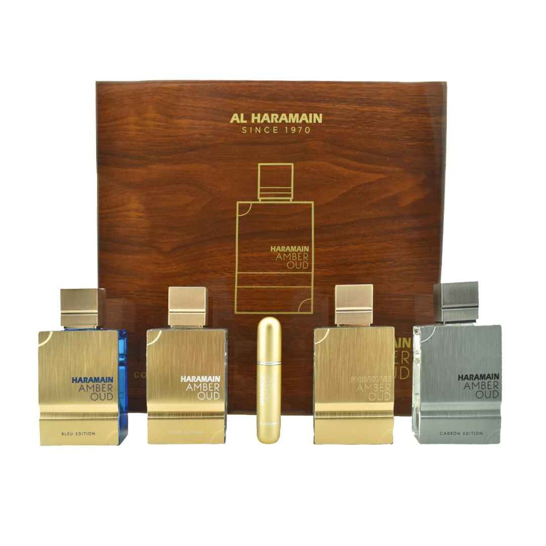 Al Haramain Variety by Al Haramain AMBER OUD COLLECTION WITH BLEU & CARBON & GOLD & WHITE AND ALL ARE EAU DE PARFUM SPRAY 2 OZ for UNISEX