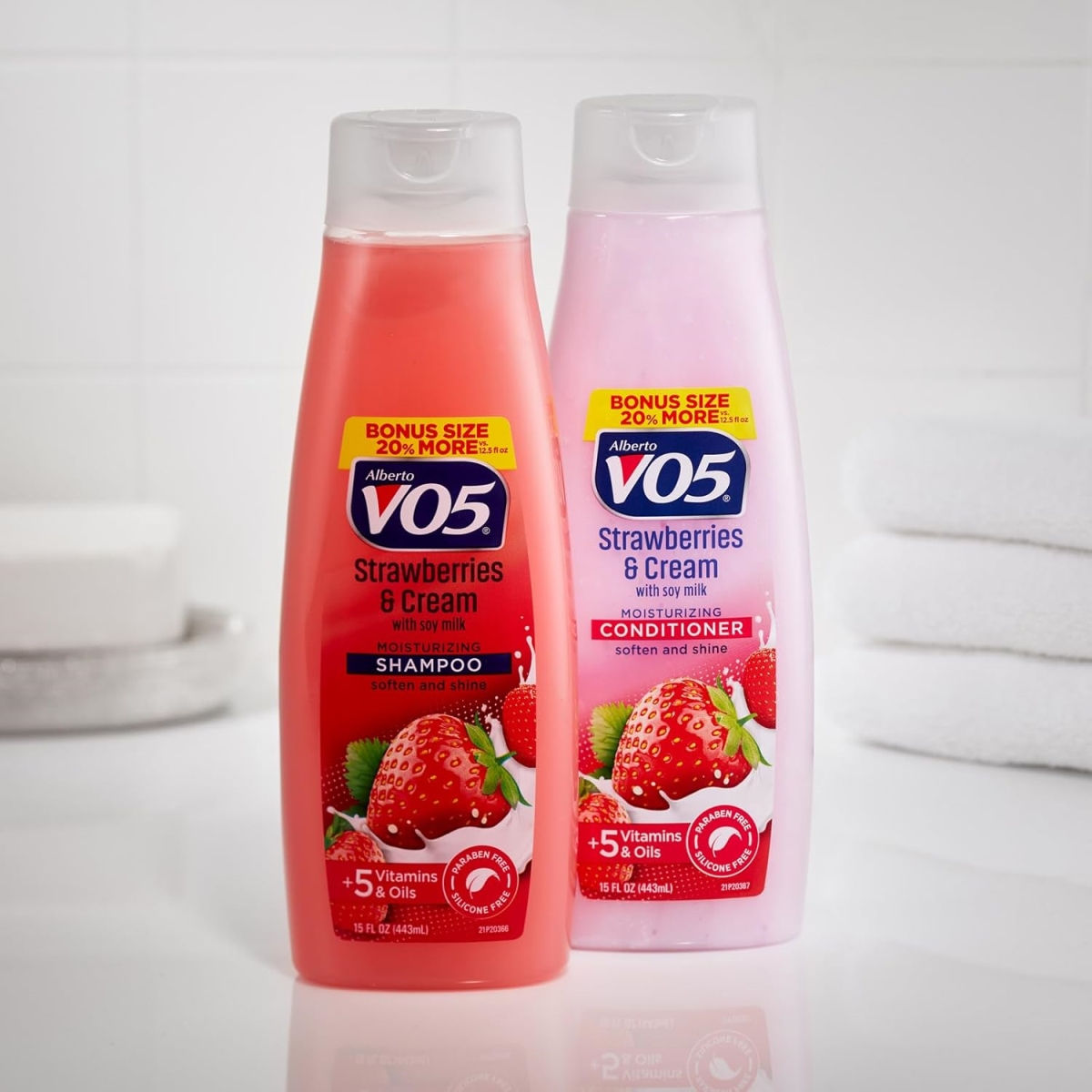 Picture of Alberto VO5 K0006191 2 Piece Moisturizing Strawberries Cream Conditioner & Shampoo Kit for Unisex