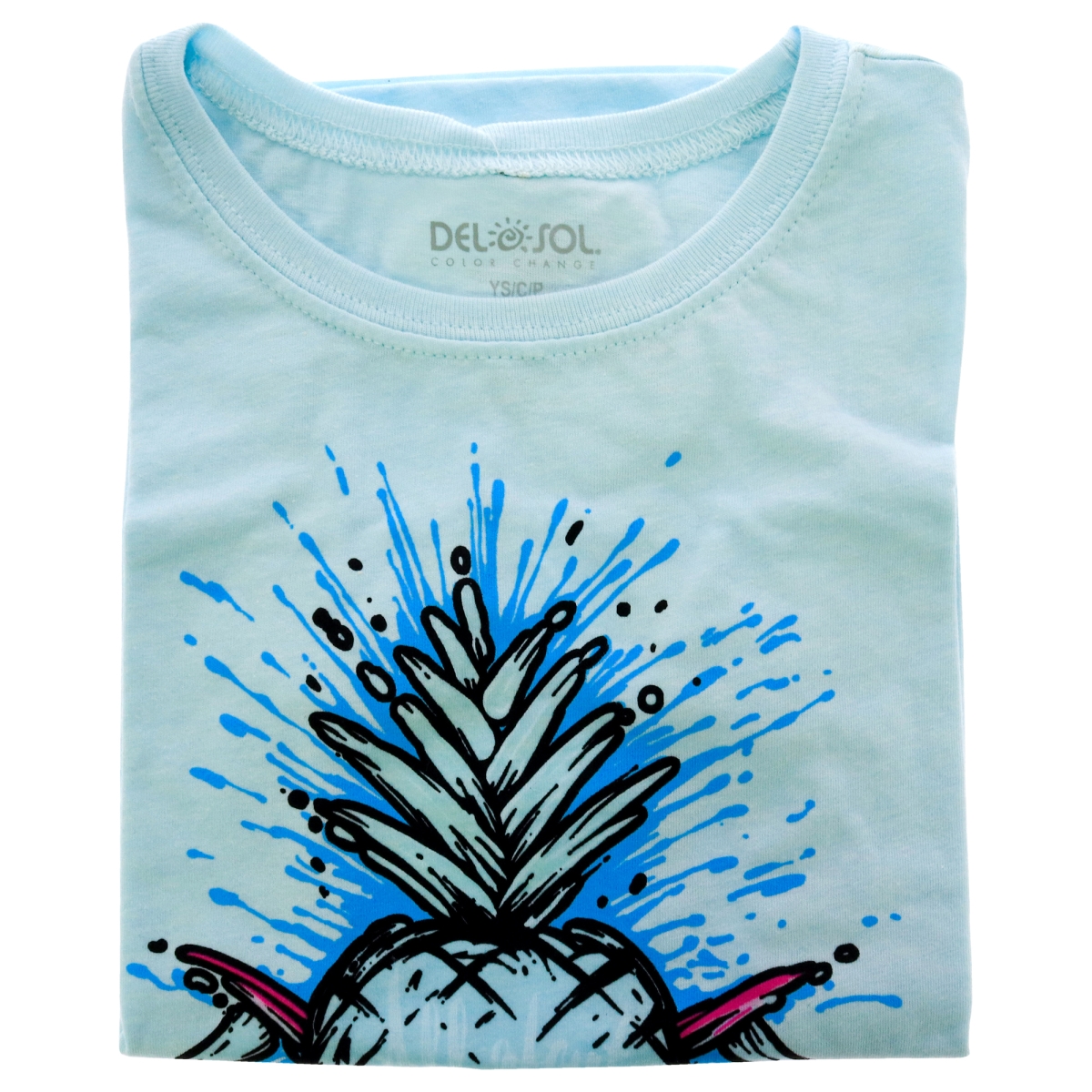I0113466 Kids Premium Crew Tee - Pineapples - Ice Blue - Youth Small