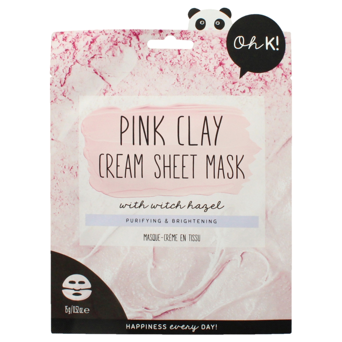 I0150236 Cream Sheet Face Mask, Pink Clay for Unisex