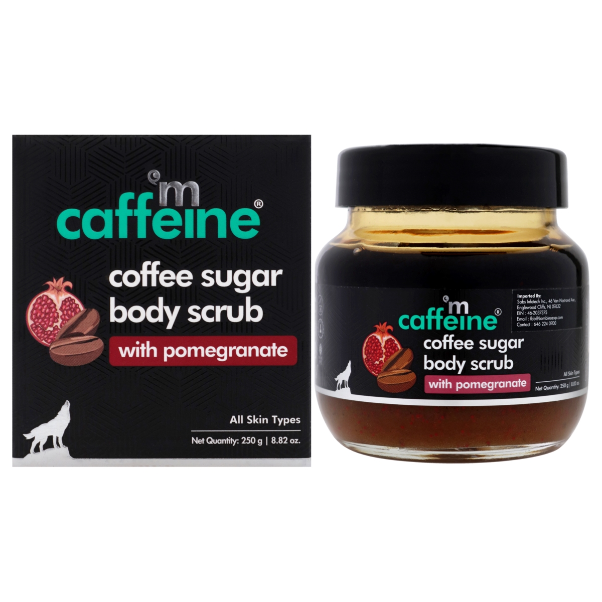 Picture of mCaffeine I0142504 8.82 oz Unisex Coffee with Pomegranate Sugar Body Scrub for All Skin Types