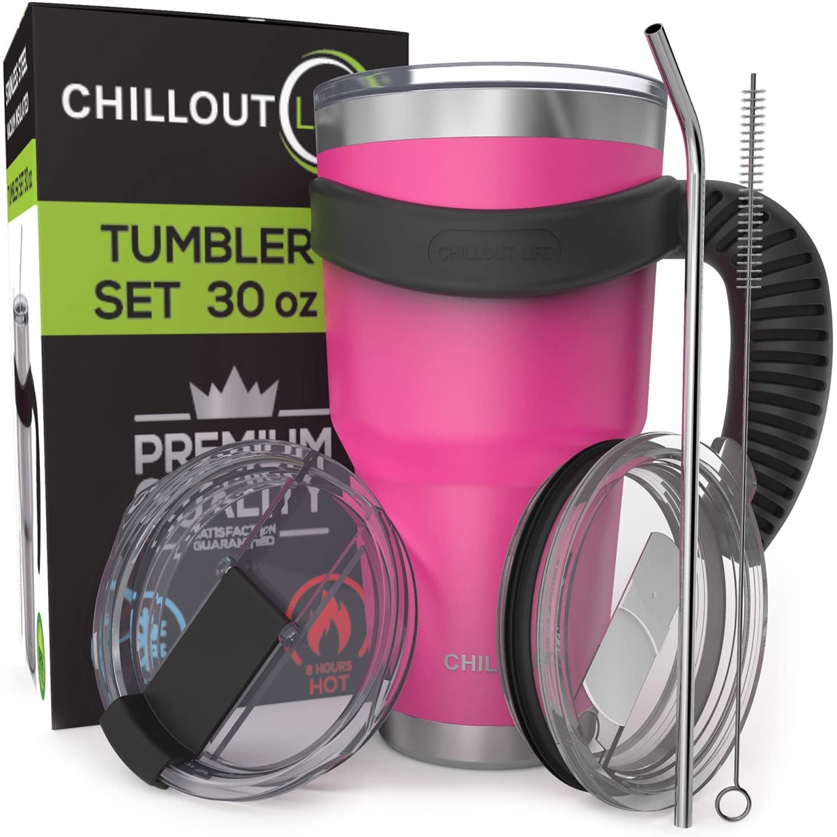 Picture of Chillout Life I0112332 30 oz Stainless Steel Tumbler with Handle for Unisex, Hot Pink - 6 Piece