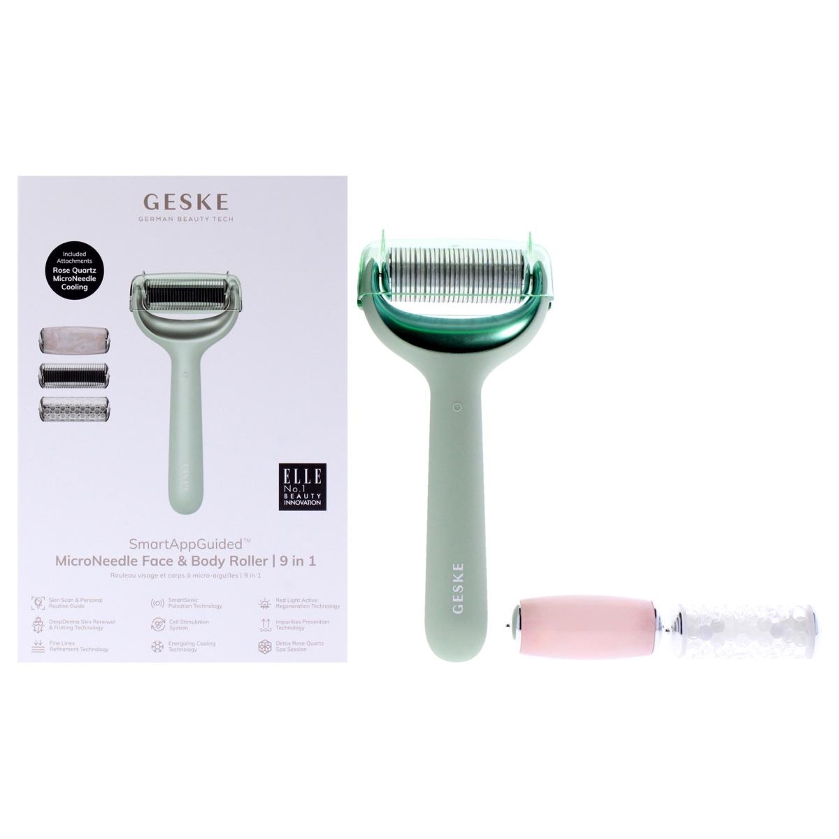 Picture of Geske I0152223 9 in 1 Micro Needle Face & Body Roller for Women - Green