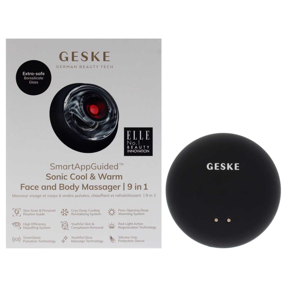Picture of Geske I0152224 9 in 1 Sonic Cool & Warm Face & Body Massager for Women - Black