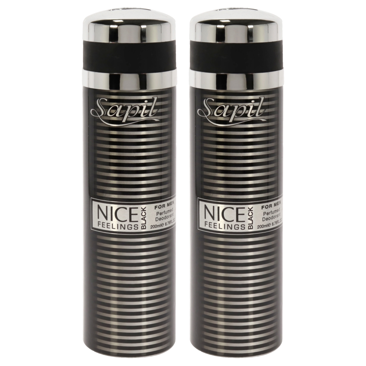 K0007090 6.76 oz Nice Feelings Black Perfumed Deodorant for Men - Pack of 2