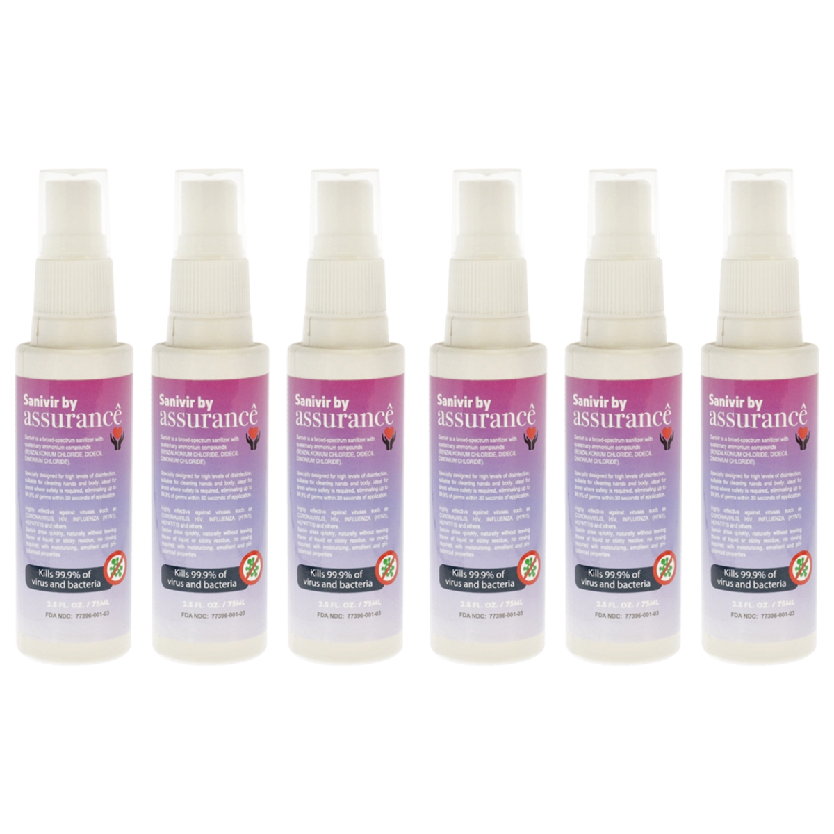 K0007185 2.5 oz Sanivir Hand Sanitizer Solution - Pack of 12