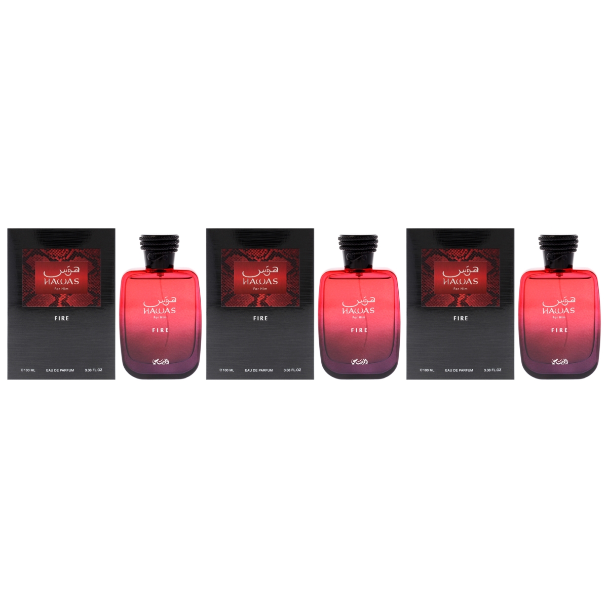 K0007572 3.38 fl oz Men Hawas Fire Collection EDP Spray - Pack of 3