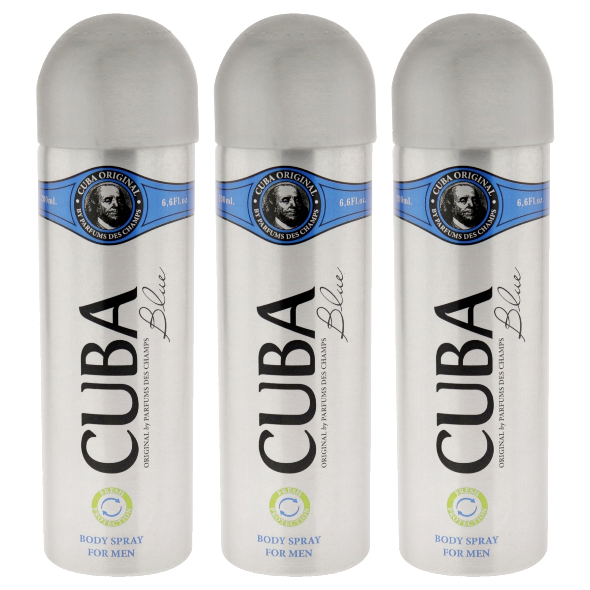 K0007245 6.6 oz  Blue Body Spray for Men - Pack of 3