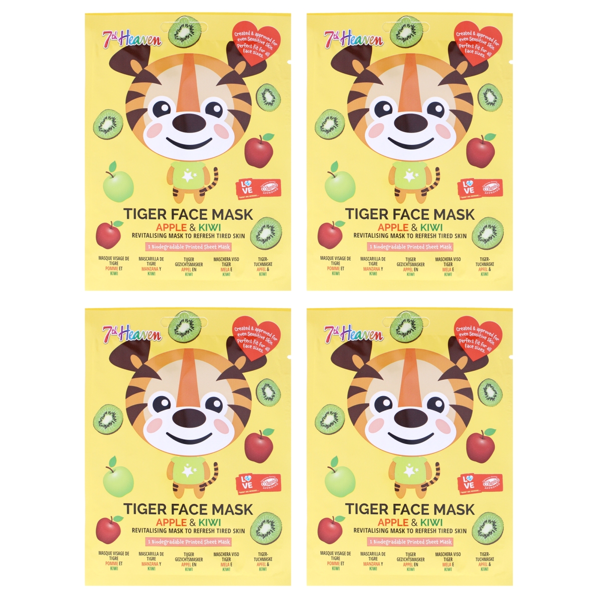 I0162146 Tiger Face Sheet Mask Multipack for Kids - Set of 4